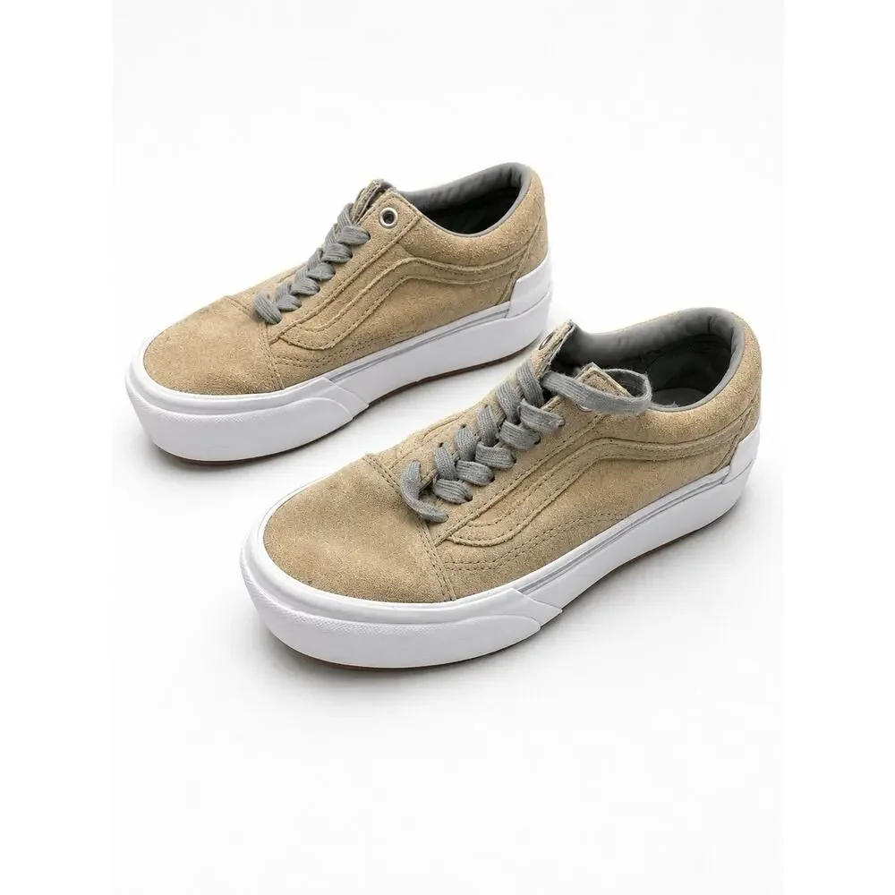 VANS Suede Low Top Lace-Up Sneakers Beige White Gray Unisex Adults US 6